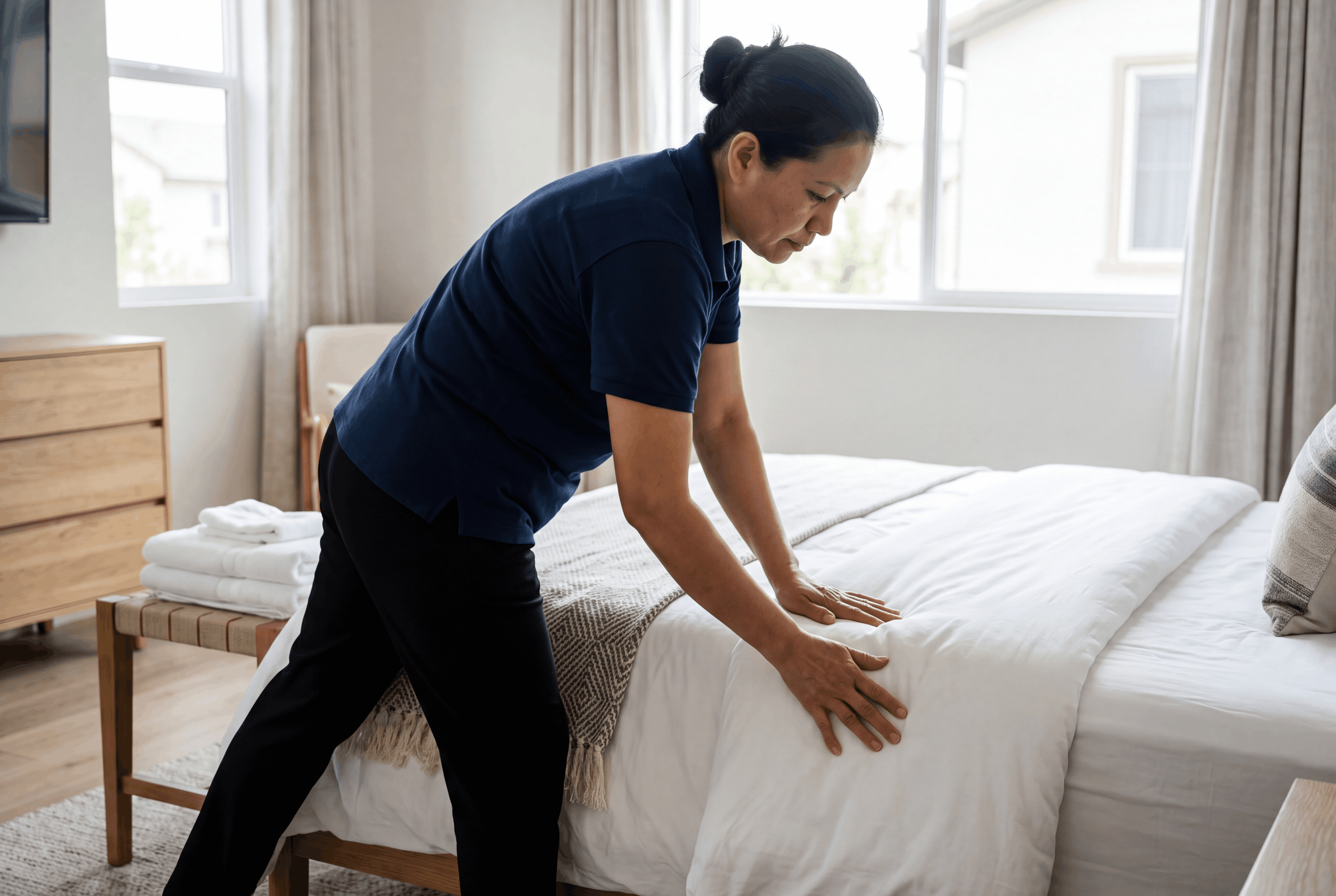 Short-term rental staged after a turnover clean